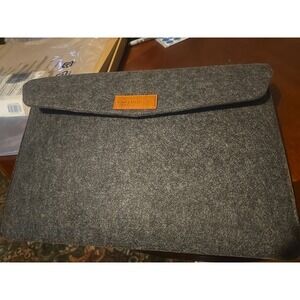 Pro Case Felt Laptop Case 16 X 11 Gray Lined Two Compartments & Two Back Pockets